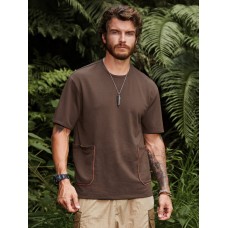 Men Hit Lining Side Pocket Camping Style Soft Breathable T  Shirts