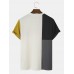 Mens Beers Print Color Block Patchwork Knit Short Sleeve T  Shirts