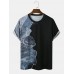 Men Waves Patchwork Crew Neck Graceful Leisure All Matched T  Shirts